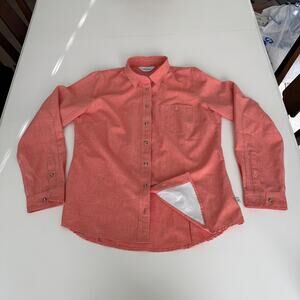 Orvis Tech Chambray Long Sleeve Work Shirt Button Up Fishing Coral Size Medium